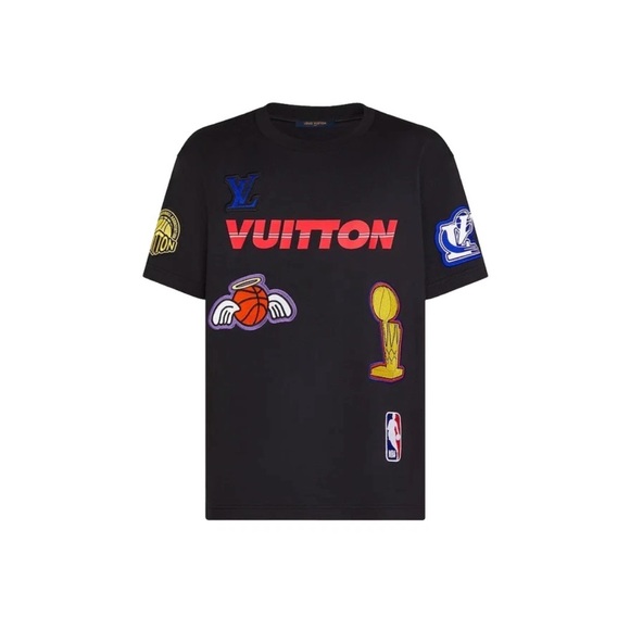 Louis Vuitton Kids Black Tee with Colorful Patches
